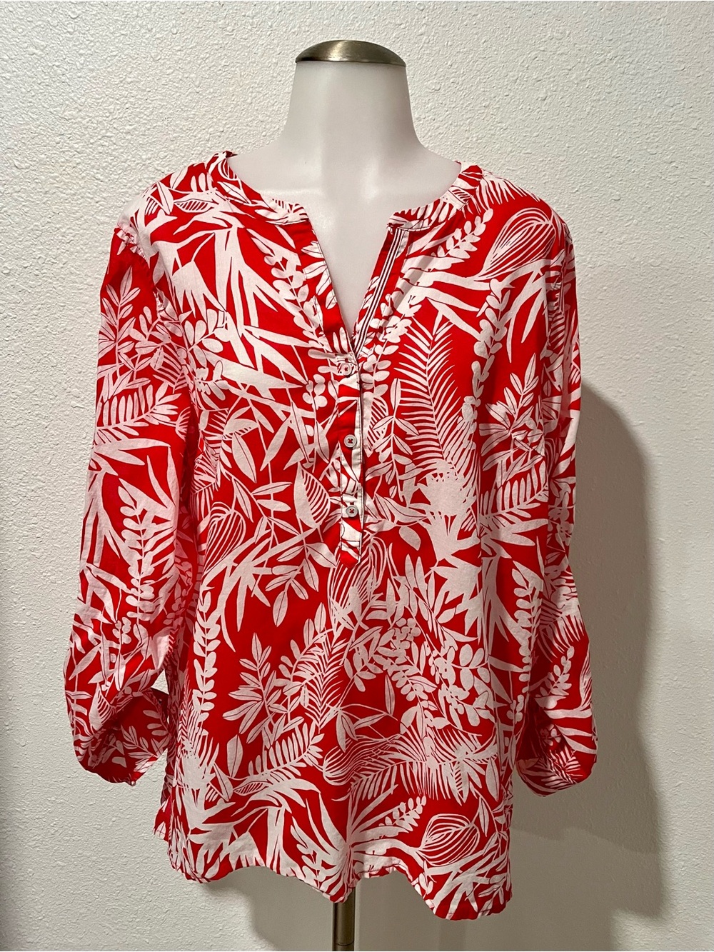 Talbots Red Cotton Top Size XL